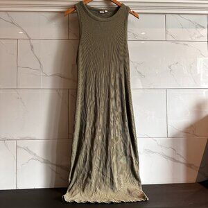 GAP Ribbed Sleeveless Maxi Dress Olive Green